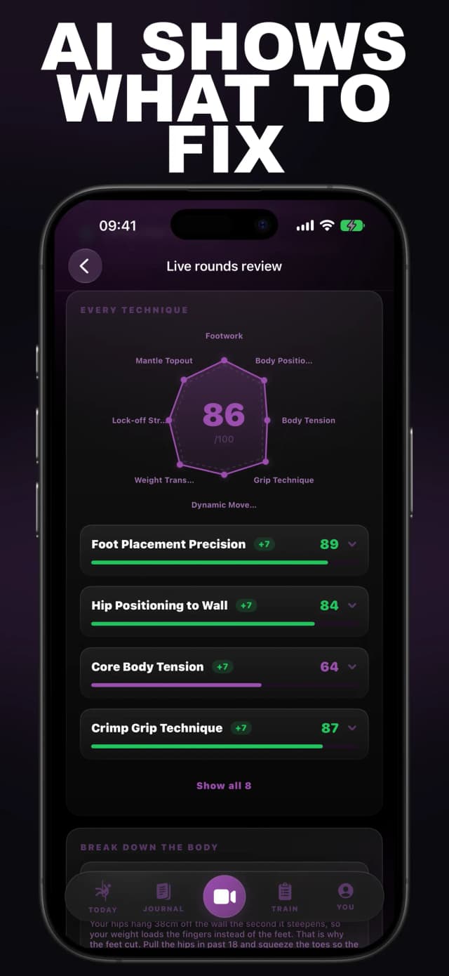 Bouldering AI app screen 1