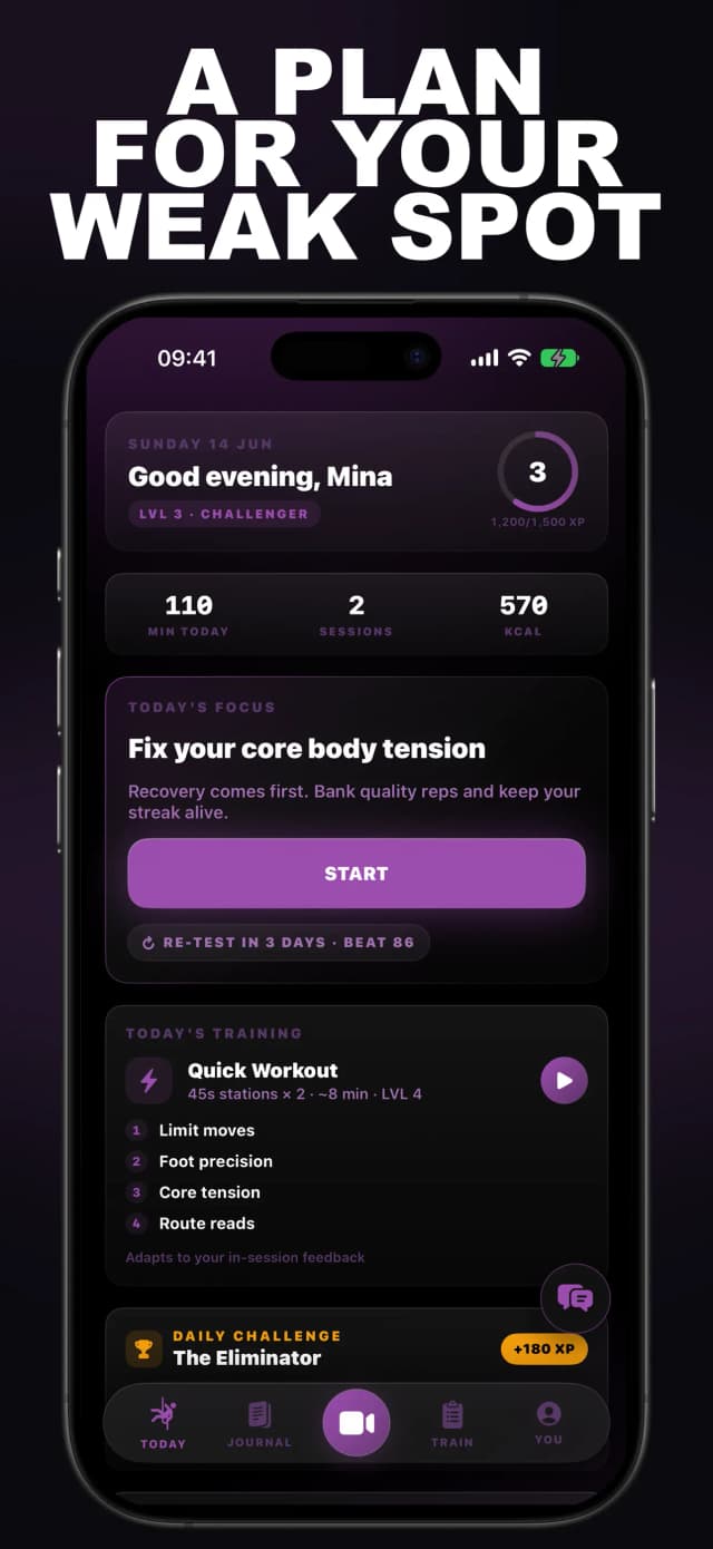 Bouldering AI app screen 2